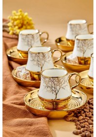 Resim Autmn 6 Kişilik Porselen Desenli Çay Fincan Takımı 