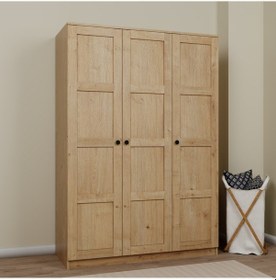 Resim Lucas 3 Kapaklı, 6 Raf Bölmeli, Askılıklı Geniş Elbise Dolabı, Gardırop, Safir Meşe 190 135 Safir Meşe 