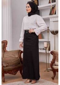 Resim 2254-denim Klasik Etek Siyah Siyah 