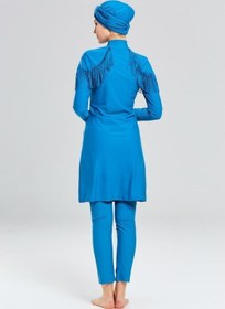 Resim Adasea 4105 Petrol Püskül Detaylı Tam Boy Lycralı Tesettür Mayo Petrol 
