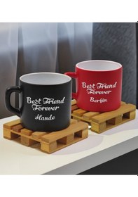 Resim Bk Gift Kişiye Özel İsimli Best Friend 2li Siyah Ve Kırmızı Renkli Middle Çay & Kahve Fincanı-1, Arkadaşa Hediye, Sevgiliye Hediye Kobitmeyencom32656 