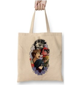 Resim Toyaso Attack On Titan Tattoobeyaz Bez Çanta Uzun Saplı Alışveriş Çantası Plaj Çantası Beyaz 