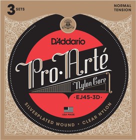 Resim D'Addario EJ45-3D Pro-Arte Nylon Normal Tension Klasik Gitar Teli (3'lü Paket) 