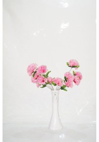Resim 40 Cm Beyaz Delikli Vazo Pembe Çiçekler 