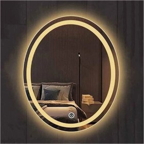 Resim Dnr-Mirror73x93 Cm Dokunmatik Tuşlu Kumlamalı Günışığı Ledli Elips Banyo Aynası 