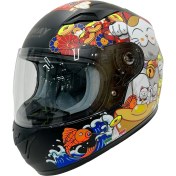 Resim Kask Sway Çocuk Sw 815K Cat White Yellow Full Face 