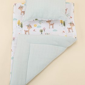 Resim Alt Açma Matı ve Yastık - Çift Taraflı - Mint Muslin - Ceylan 