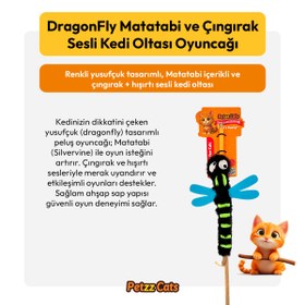 Resim PetzzCats DragonFly Matatabi ve Çıngırak Sesli Kedi Oltası Oyuncağı Siyah 42 Cm 