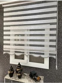 Resim İthal Zebra Stor Perde Etek Dilimli (Alüminyum Kasa+Etek Dilimi Hediye grizebraperde, Açık Gri, 190 x 200 