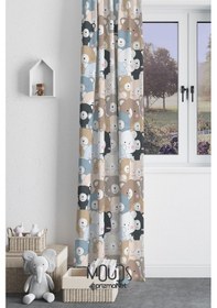 Resim Tatlı Ayıcıklar Desenli Fon Perde Çocuk Ve Bebek Odası Süet Baskılı Ekstrafor Büzgü Çok Renkli 