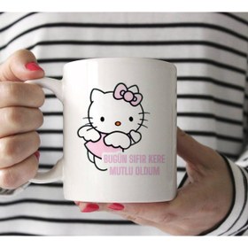 Resim Yushi Club Beyaz Kupa Hello Kitty - Bugün Sıfır Kere Mutlu Oldum 