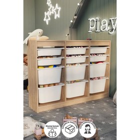 Resim Bofigo Lara 12 Sepetli Oyuncak Dolabı Safir Meşe 