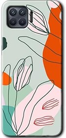 Resim MRCİLETİSİM (mrc3160) Vektör Çiçekler Kılıf Baskılı Kapak Tam Kaplayan Mat Seramik Oppo Reno 4 Lite ile uyumlu 