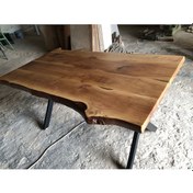 Resim Bintaşmobilya Naturel Doğal Kenar Ceviz Ağacı Kütük Masa Ölçüsü 160X85.Cm 