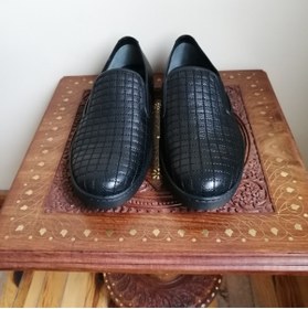 Resim MOCASSINI Uniseks Hakiki Deri Siyah Kapitone Kombin Lastikli Yumuşak Düz Kaymaz Kauçuk Taban Loafer Ayakkabı 