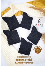 Resim Kral Socks Erkek Kışlık Termal Etkili 5'li Paket Lambswool Kuzu Yün Çorap Siyah 