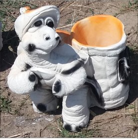 Resim M3 Şemsiye Sepetli Kaplumbağa Iç Ve Dışmekan 50Cm Bahçe Kapı Heykeli Beyaz - Venge 