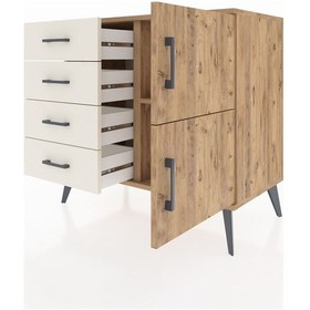 Resim Hyperion Şifonyer Tek Raflı 4 Çekmeceli 2 Kapaklı 88x44x80 Çam-çam/aytaşı Çam/aytaşı 