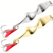 Resim 2 adet Trolling Spiral Balıkçılık Kaşığı Yemleri - 10g, 14g, 21g Paslanmaz Çelik Metal Yemler Kırmızı Kalp Sequins ile, Tuzlu ve Tatlı Su Balıkçılığı için İdeal 