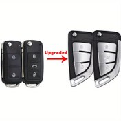 Resim 2/3 Düğmeli Modifiye Edilmiş Flip Katlanır Uzaktan Kumanda Anahtar Kılıfı, Caddy Eos Golf Jetta Beetle Up Tiguan Touran HU66 202AD için 