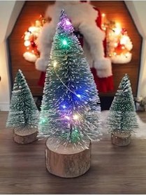 Resim 3'Lü (1 Kendinden Gün Işığı 15 Cm,2 Adet Işıksız 10 Cm) Mini Çam, Yılbaşı Ağacı, Yeşil 