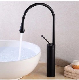 Resim Fause Yüksek Çanak Lavabo Bataryası Pelicano Siyah Ksl105-B 