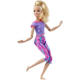Resim Barbie Sonsuz Hareket Bebeği, Sarışın Desenli Taytlı GXF04 