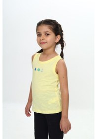 Resim Toontoy Unisex Çocuk Baskılı Bisiklet Yaka Basic Atlet Açık Sarı 