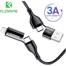 Resim Floveme 4in1 USB To Type C -Type to Type Kablosu+iPhone Başlık USB 1M 