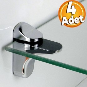 Resim Pelikan Ayarlanabilir Etajer Cam Tutucu Ahşap Raf Tutucu Cam Etejeri Metal Vidalı Krom (4 ADET) 