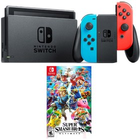 Resim Switch Renkli Mavi Kırmızı + Super Smash Bros Ultimate Oyun 
