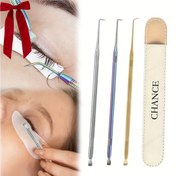 Resim 2 Parça Paslanmaz Çelik Kirpik Ayırıcı Dolaşma Önleyici Saç Ucu Yeniden Kullanılabilir Lash Lift Kıvırma Fırçası ve Kaş Katmanlama Aracı Kılıflı Taşınabilir Kişisel Bakım Seti 