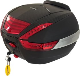 Resim WHEELIE XT62-B 38 Litre Motosiklet Arka Çanta Tak Çıkart Özellikli Siyah Su Geçirmez ABS Top Case Üniversal 
