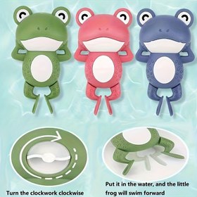 Resim İnteraktif Saatli Banyo Oyuncakları - Hareketli Kurbağa Bebekler ve Su Saati, Eğitici Yüzme Oyuncakları Küçük Çocuklar & Bebekler İçin, Güvenli Toksik Olmayan Banyo Eğlencesi (Yeşil/Kırmızı/Mavi) - Doğum Günü Partisi Dekorasyon Fikirleri, Oyunsever Kurbağa Tasarımı 