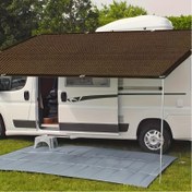 Resim Açık RV Tente - UV Koruma Güneşlik Çadırı Nefes Alabilen Ağ ile, Khaki Polietilen Çerçeve ile RV, Kampçılık ve Açık Hava Yaşam Alanları için, Rv Güneş Tente, Kolay Kurulum Çadırı 