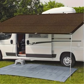 Resim Açık RV Tente - UV Koruma Güneşlik Çadırı Nefes Alabilen Ağ ile, Khaki Polietilen Çerçeve ile RV, Kampçılık ve Açık Hava Yaşam Alanları için, Rv Güneş Tente, Kolay Kurulum Çadırı 