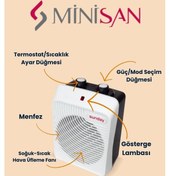 Resim Sunday Fanlı Isıtıcı Kare Kutu Fan Fanlı Isıtıcı Sıcak - Soğuk 2000w Termostatlı 