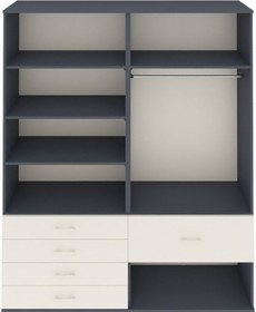 Resim Hyperion Gardrop 6 Raflı 5 Çekmeceli Tek Askılı 176x44x221 Antrasit-antrasit/aytaşı Antrasit/aytaşı 