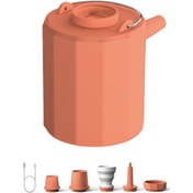 Resim Samdoo Portatif Kablosuz Hava Pompa, Led Işık Ve Sos Fonksiyonu İle, 5 Fişli, 200l/dak Hacim, 1600mah Pil, Oranj Hava Yatakları, Yüzme Halkaları İçin 