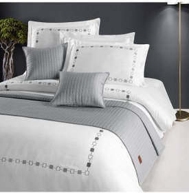 Resim Pasioni Saten Elegante Gri Nakışlı Çift Kişilik Nevresim Takımı Gri 