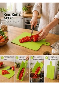 Resim Beylini Katlanabilir Kesme Panosu Doğrama Tahtası Kesim Panosu Kullanışlı Şık Pratik Hijyenik Yeşil Renk 