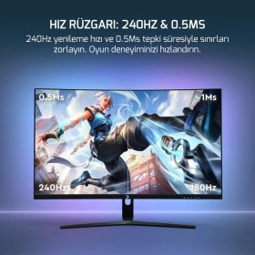Resim Gamepower Vivid V60 27" 240 Hz 0.5 ms (DP+HDMI+USB) FHD FreeSync & G-Sync 1500R HDR Siyah RGB Curved Gaming Monitör 