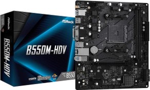 Resim AsRock B550M-HDV AM4, DDR4, 4733+ (OC) HDMI / DVI / VGA, m.2, PCI-e 4.0, USB3.2 mATX Anakart 