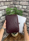 Resim Guard Bordo Üçgen Desen Clutch Çanta Macbook Pro 13 inç Laptop Kılıfı Hakiki Deri Bordo