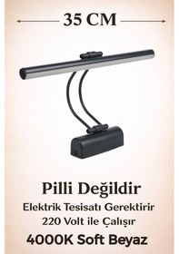 Resim Merwish Flüt Led Aplik 35 Cm Duvar Aydınlatma 4000k Doğal Beyaz Işık Kablo Bağlantılı 220v Modern Tasarım Siyah 
