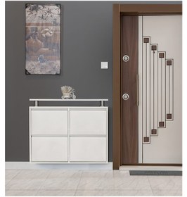Resim Kaser Metal 2+2'Li Metal Ayakkabılık Beyaz 