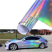Resim Hologram Gökkuşağı Rainbow Folyo Hava Kanallı Araç Döşeme Kaplama Folyosu 30 Cm X 1 Metre Folyo 