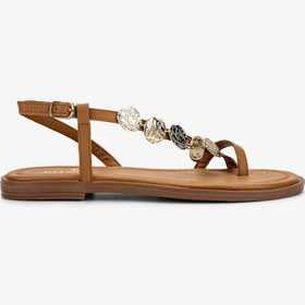 Resim Valmenti Kadın Hakiki Deri Taba Deri Parmak Arası Sandalet 1062 1001 Bn Sndlt Y25 Taba Dr Taba 