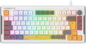 Resim Everest KB-75 Smooth Beyaz/Gri/Sarı RGB aAydınlatmalı Q Membrane Oyuncu Klavyesi 