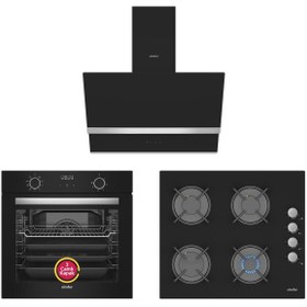Resim Simfer 10 Fonksiyon Airfry Siyah Digital Ankastre Set (8215 FIRIN 3500 OCAK 8738 DAVLUMBAZ) 
